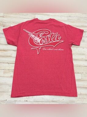 Costa Red T Shirt Men’s Medium Short Sleeve Marlin Fishing